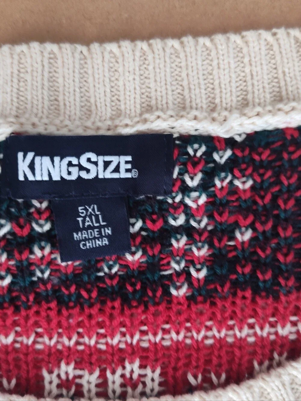 King Size Men’s 5XL Tall Sweater Big And Tall Holiday Christmas Fair Isle EUC